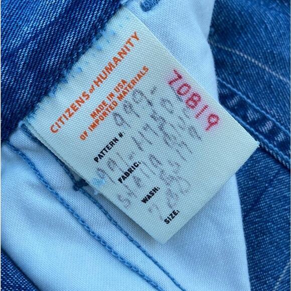 New Citizens Of Humanity Premium Vintage Stella Blue Stripes Pleated Denim Short - Picture 5 of 6